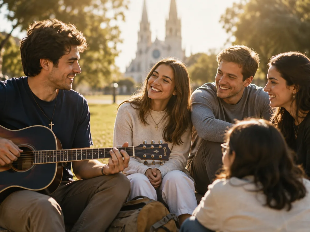 Grupo de jóvenes compartiendo tiempo juntos